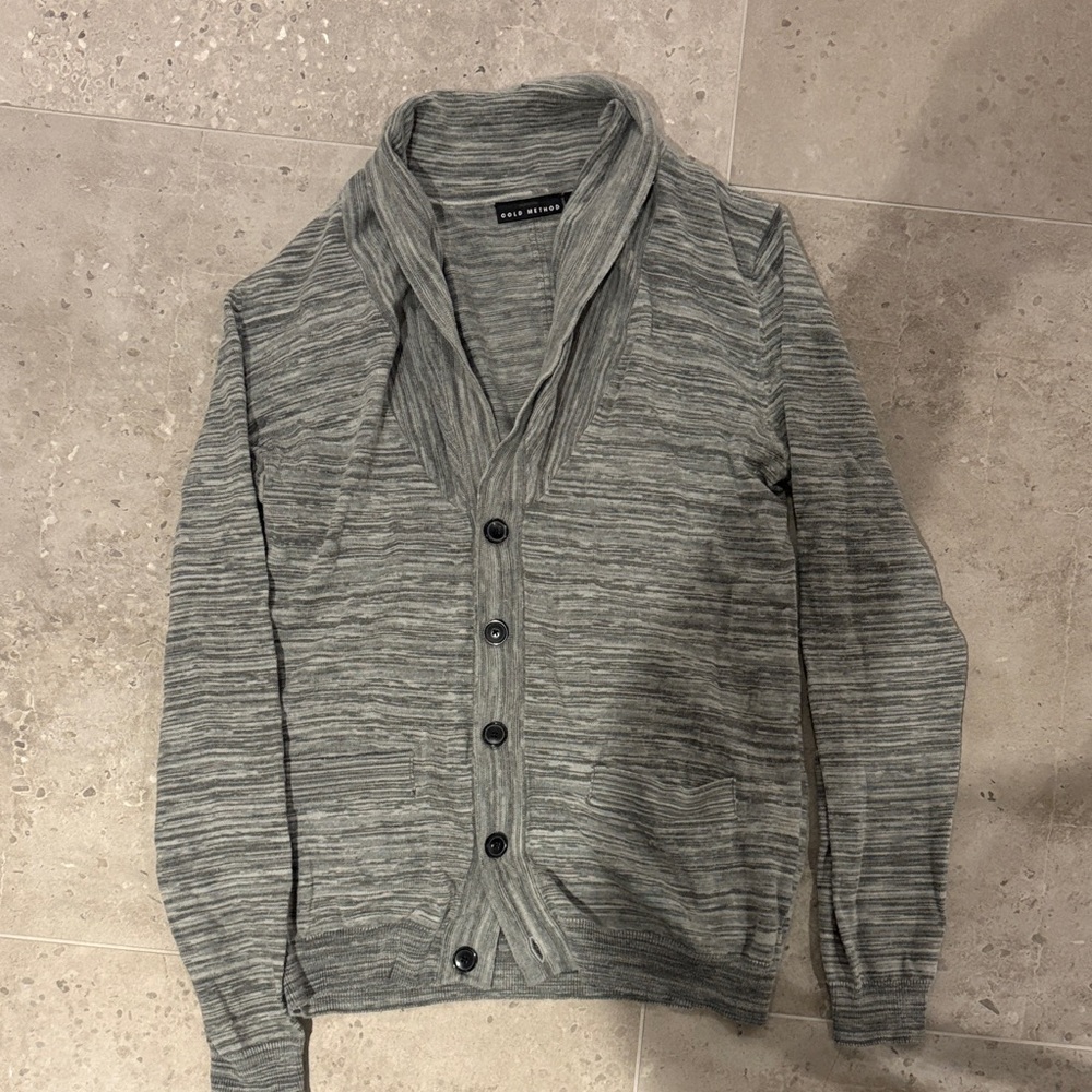 Men's wool blend Gray Shawl Collar Cardigan